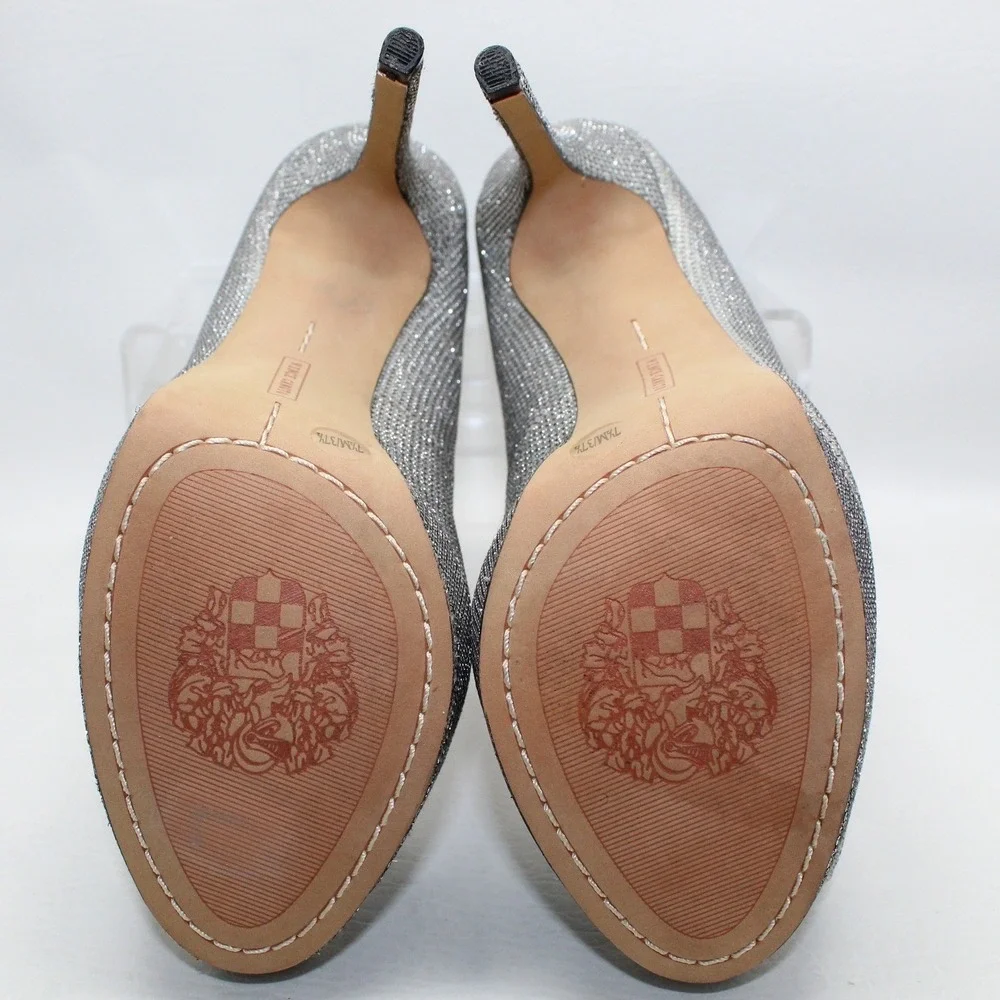 Vince Camuto Lorim Silver Shimmer Peep Toe‎ Platform Pump Heels VC-LORIM 7.5M